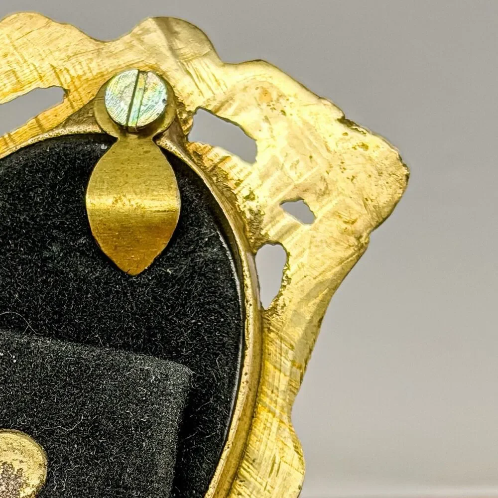 Antique Art Nouveau Solid Brass Miniature Oval Picture Frame c.1895-1915
